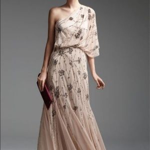 NWT Adrianna Papell One shoulder beaded dress